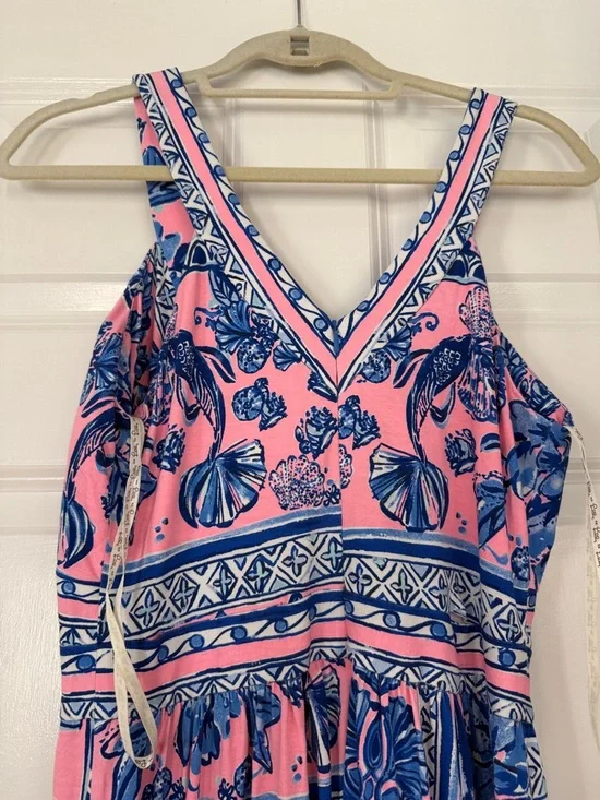 Lilly Pulitzer Sleeveless Pink & Blue Floral Maxi Dress, size medium - Picture 5 of 5